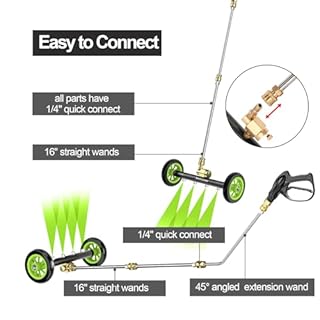 Heliwoo Undercarriage Pressure Washer Attachment 16 Inch Power Washer Water Broom with 4 Nozzles Dual-Function Pressure Washer Undercarriage Cleaner With 3 Pieces Extension Wand 4000 PSI