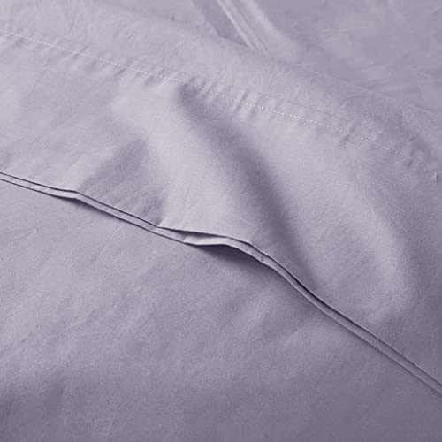 Percale de coton brossé Madison Park : parure California King violette d'exception