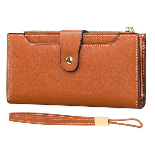 Women's Wallet RFID Blocking Leather Bifold with Phone Pocket Credit Card Holder ID Slot Multi-Pocket Design Slim Clutch Purse for Women