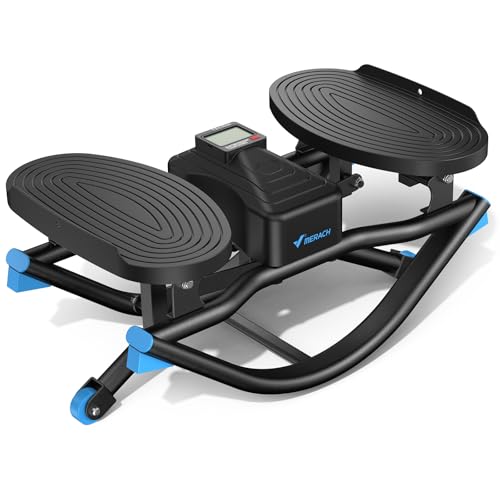 MERACH Low-Impact Rocking U-Shape Stepper mit Seitlicher 3D-Bewegung,Leiser Heimtrainer mit LCD-Display für Zeit,Schritte & Kalorien,rutschfeste Pedale,Platzsparend für Zuhause & Wohnung