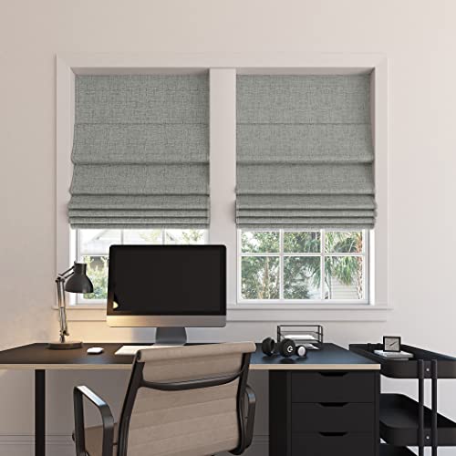 Sun Zero Seraphina Textured 100% Total Blackout Cordless Roman Shade, Gray, 34" W x 64" H by Sun Zero - Image 7