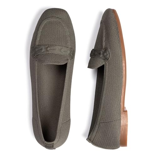 Image of Frank Mully Women's Loafer Flats Square Toe Comfortable Office Work Shoes, Cute Penny Loafer Slip On Walking Driving Shoes