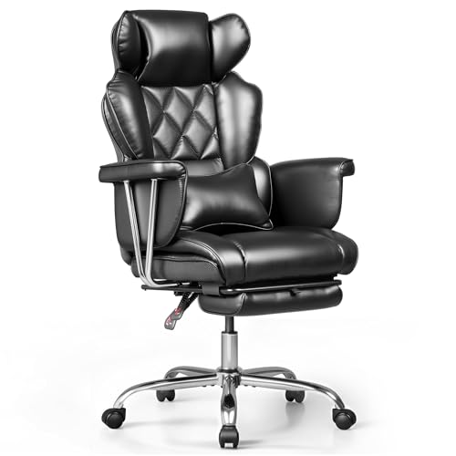 Diseño ergonómico completo – El respaldo ergonómico y el cojín cervical acolchado se adaptan perfectamente a la curva natural de la espalda y el cuello, aliviando eficazmente el dolor lumbar y la fatiga postural. El respaldo se puede ajustar entre 90° y 145°, ideal para trabajar, descansar o incluso tomar una siesta con las piernas extendidas en el reposapiés retráctil.