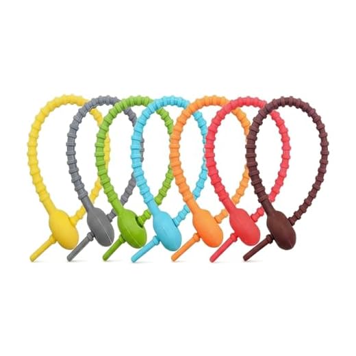 7PCS Silicone Tie Set Reusable Strap Clips for Bag Seal Cable Organizer Flexible Household Storage Tool