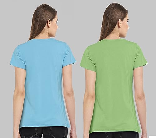 Image of Combo Women's T-Shirts, Cotton Half Sleeves Round-Neck Printed T-Shirt for Girls, & Women Tees (Pack of 2) 960-980-