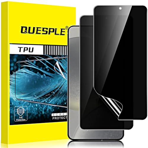 QUESPLE [2 Pièces] Protection écran Anti Espion pour Samsung Galaxy S24 5G, 3D Incurvé Couverture Complète TPU Film de Confidentialité Protection en Écran, Compatible avec Lecteur d’Empreinte
