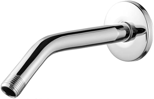 ChaCharm - Brazo de ducha de 8 pulgadas con brida y cinta Telfon para fijar cabezal de ducha y cabezal de ducha de mano hecho de acero inoxidable