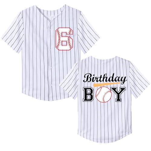 NICNZQI Birthday Boy Shirt Kids Baseball Jersey Boys 6th Birthday Party Personalized Number 6 Jersey