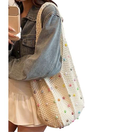 Sac à bandoulière au design perforé élégant et perles fines