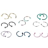 10pcs Multicolor New Unisex Nose Studs Quirúrgico Acero Abierto Anillo Nariz Hoop Body Pierc