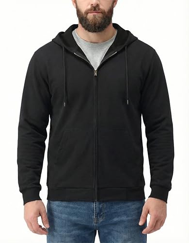 Image of Uyvora FR Hoodies for Men Zipper Front 7.5oz Flame Resistant Jacket NFPA 2112 Cotton Fire Retardant Welding Sweatshirts Black 3XL