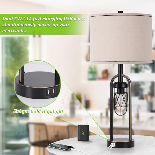 Black-Touch-Control-Table-Lamp-Set-of-2-Dimmable-Metal-Bedside-Lamps-with-Industrial-Cage-Nightlight-27-Farmhouse-Nightstand-Lamps-for-Bedroom-Rustic-Side-Tab Black Touch Control Table Lamp Set of 2 Dimmable Metal Bedside Lamps with Industrial Cage Nightlight 27 Farmhouse Nightstand Lamps for Bedroom Rustic Side Tab