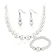 Danbihuabi Silver Plated Faux Pearl Necklace Earring Bracelet Jewelry Set
