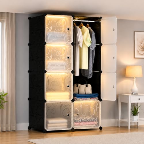 Image of Mevigo Plastic Wardrobe for Kids & Baby | 8-Door Cupboard for Clothes | Almirah for Kids Clothes | Collapsible Baby Wardrobe | Cupboard Storage Rack for Toys Books | Bedroom -Black