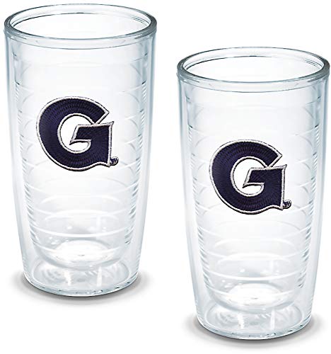 Tervis Made in USA Double Walled Georgetown University GU Hoyas Insulated Tumbler Cup Keeps Drinks Cold & Hot, 16oz 2pk, Primary Logo