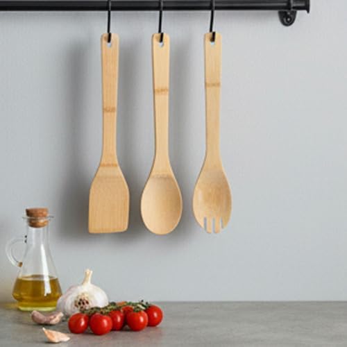 Deconox 3'lü Bambu Mutfak Gereç Seti – Doğal Ahşap Spatula, Kaşık ve Servis Çatalı | Yapışmaz Tencere Dostu, Antibakteriyel ve Isıya Dayanıklı Ahşap Mutfak Seti (30 cm) - Görsel 6