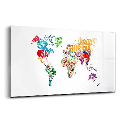 Verre d'art pour l'intérieur Wallfluent, tableau carte du monde pour décorer un bureau moderne
