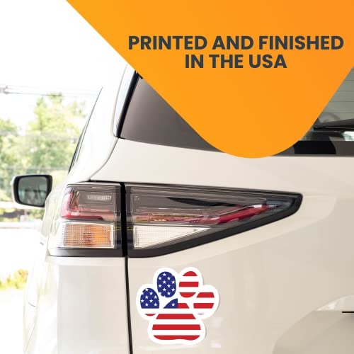 Image of American Flag Car Magnet 5 Inch, Red White & Blue, Pawprint | Heavy duty magnetic decal for car, truck, SUV, mailbox or any magnetic surface, patriotic gift