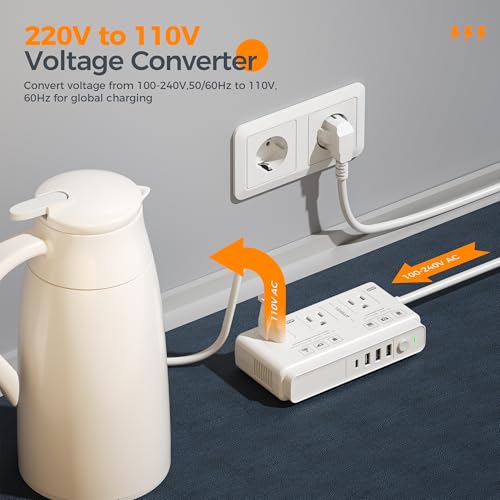 image for 220V to 110V Voltage Converter, TESSAN Universal Travel Adapter with 4