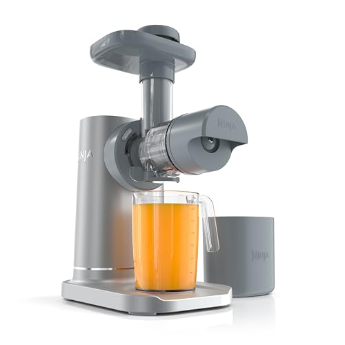 Ninja NeverClog Cold Press Juicer | Powerful Electric Slow Masticating Juicer with Pulp Control | XL Capacity | 24 oz. Juice Jug & 36 oz. Pulp Container | Dishwasher Safe | Gray | 150W | JC151​SL by Ninja - Used condition - US$88.95