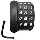 Landline Phones for Home with Large Buttons | Big Button Corded Phone with HI/LO Volume, Flashing Ringer Light, Speakerphone, 10 Two-Touch Speed Dial Memories, Tabletop or Wall Mount by Ken-Tech