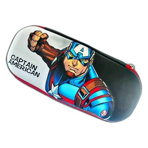 Image of EVA Large Capacity Stationery Box 3D Cartoon Pen Pencil case Multi-Compartment for School Students with Zip Closure -Best Birthday Gift for Girls, Boys & Kids (Captan American)