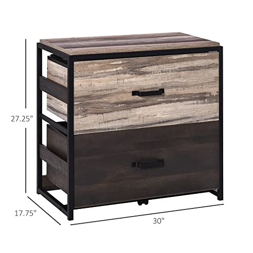 Vinsetto Office File Cabinet With 2 Large Drawers And Adjustable Metal Hanging Bars For A4, Letter And Legal Sized Files, Storage Organizer, Brown/Black #TOP2