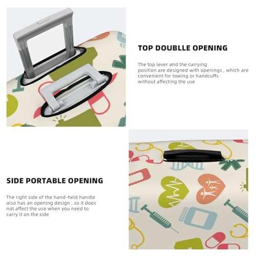 Medical Icons Luggage Cover Washable Elasticated Luggage Covers For Suitcase Tsa Approved Stylish Dust And Scratch Resistant Luggage Case Protector For Kids And Adults4