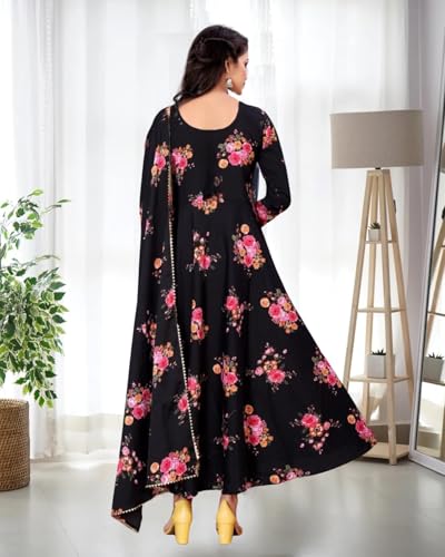 Image of Femvy Designer Printed Cotton Blend and Crepe Dress for Women 218 1