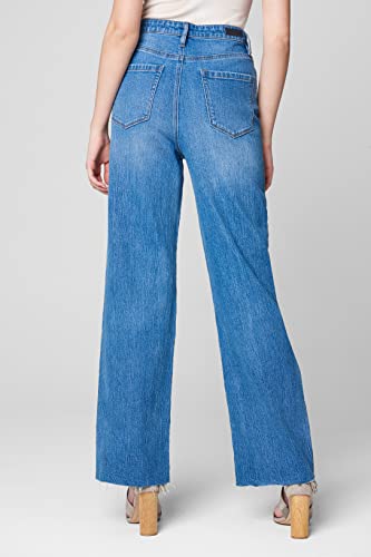 [BLANKNYC] Womens Womens Five Pocket Wide Leg Jean with Rips at Knee, Fashionable & Stylish Pants2