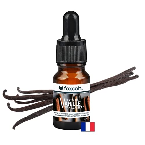 FoxCoh, Fèves de Vanille 10ml, Huile essentielle (Parfum aromatique) - Pipette - Diffusion, Cosmétique, Massage, Bain aromatique - DIY Bougie, Savon, Crème, Huile, Lotion - Peau Cheveux Cover