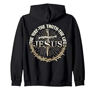 Jesus The Way The Truth The Life Christian Graphic tee makes a powerful Christian gifts for men dad grandpa uncle brother boyfriend husband friend to express their faith and belief in God or The Lord as the central figure who guides their spiritual j...