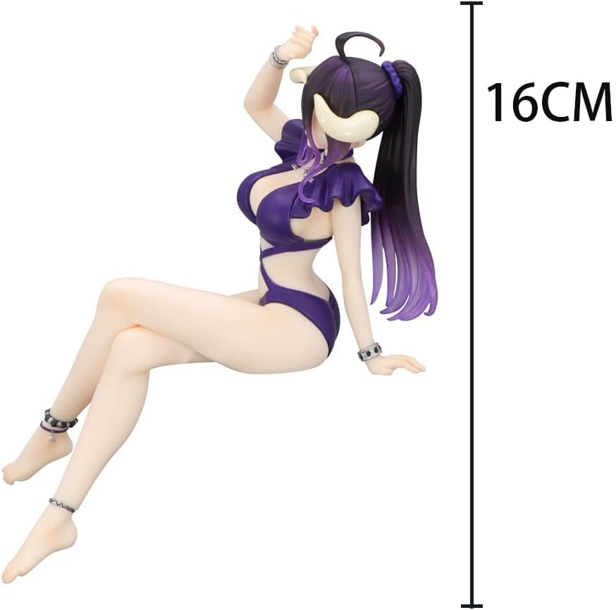QAHEART 1/7 Scale Albedo Figure Statue, 16cm Sitting Pose Albedo Cake Topper Ornament Anime Action Figure Desktop Decoration Collectible