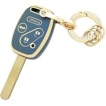 Key Fob Cover for Honda with Keychain Soft TPU Car Key Shell Case Protector Compatible with Honda 2003-2012 Accord / 2006-2013 Civic EX / 2009-2015 Pilot /2005-2006 CR-V Blue