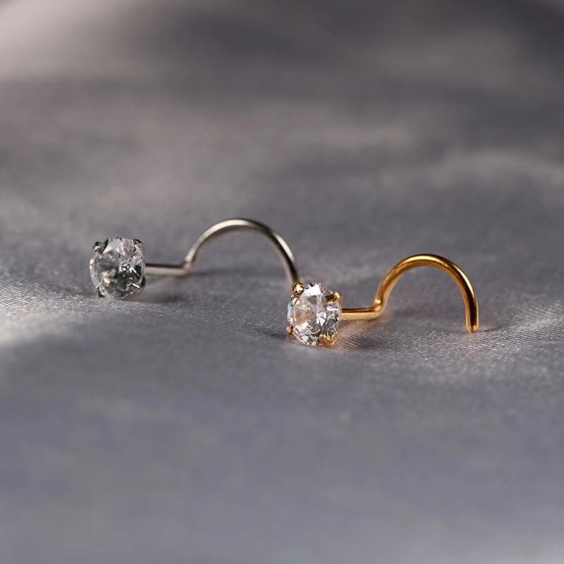 14k Gold Plated Nose Rings Studs for Women 316L Surgical Steel Nose Piercings 22g/20g/18g Gauges 1.5mm/2mm/2.5mm/3mm/3.5mm/4.5mm Sizes - Image 7