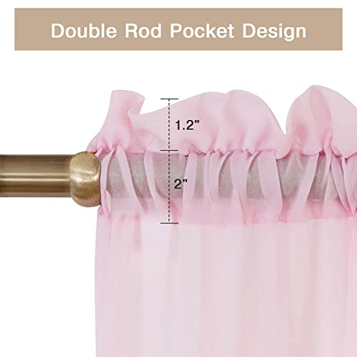Anjee Chiffon Sheer Pink Curtains 96 Inches Long 2 Panels For Backdrop,Rod Pocket Semi Transparent Window Drapes,Silky Soft Sheer Chiffon Curtains For Living Room Bedroom Kitchen Home Party Decoration #TOP1