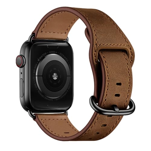 Bracelet rétro marron foncé cuir véritable évite la sueur pour Watch Series 10 46 mm