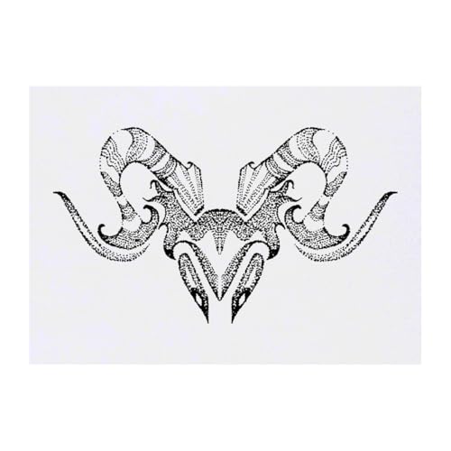 Azeeda 'Aries Ram Head' Temporary Tattoo - Water Resistant, Skin-Safe, Non-Toxic Transfer (TO00019636)