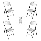 Raganet, Paquete de 4 Sillas Plegables de Plastico, Sillas con Asiento y Respaldo Ergonico de 52cm X 84cm, Asientos para...