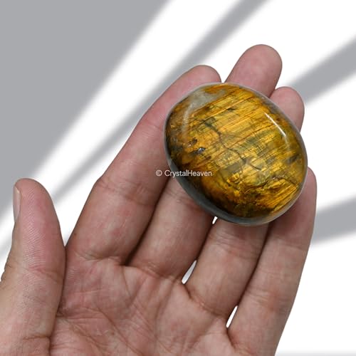 Image of Crystal Heaven Nellite Palm Pebbles Stones For Anxiety Stress Relief Massage-Aaa Grade Original Healing Gemstone Agate Palm Stone For Yoga Meditation Spiritual Reiki Feng Shui