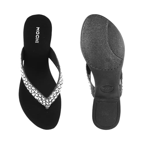 Image of Mochi Women Flat Beaded Ethnic Chappal