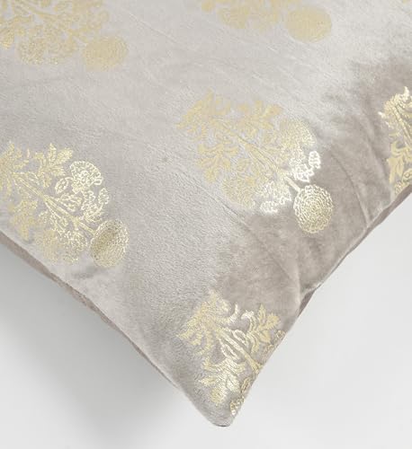 Image of DEVSANG Foil Velvet Cushion Covers 18 inch x 18 inch Set of 5 pc, Silver Grey