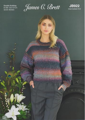 Image of James Brett Ladies Sweater Double Knitting Pattern Womens Jumper (JB922)