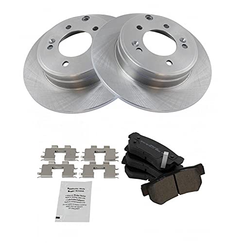 Image of TRQ Rear Brake Pad and Rotor Set Semi Metallic Vented Rotors | For 2006-2008 Sonata