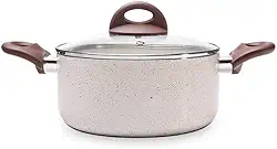 Caçarola com tampa e fundo de indução, Cerâmic Life, 4,55L, 24cm, Vanilla, Brinox