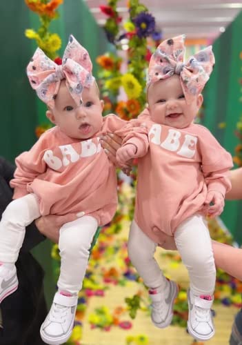 Newborn Baby Girl Boy Clothes Crewneck Sweatshirt Romper Babe/Rainbow Pullover Sweater Shirts Oversized Fall Clothes (Babe-Pink, 0-3 Months) #TOP1