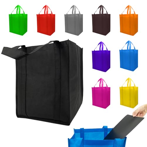 10 Pack Reusable Shopping Bags - 14.9x12.6x9.4 Inth Bulk Tote