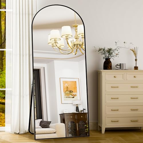 HARRITPURE 28\" x 71\" Full Length Mirror - Aluminum Alloy Frame Full Body Mirror - Black Extra Large Floor Mirrors for Bedroom, Living Room, Bathroom