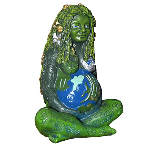 Gaia Earth Mother Statue 7.5" Millennial Greek Goddess With Sun Moon Figurine For Altar Table Witchy Spiritual Room Decor Mother Of All Life Collections, Nature A #TOP4
