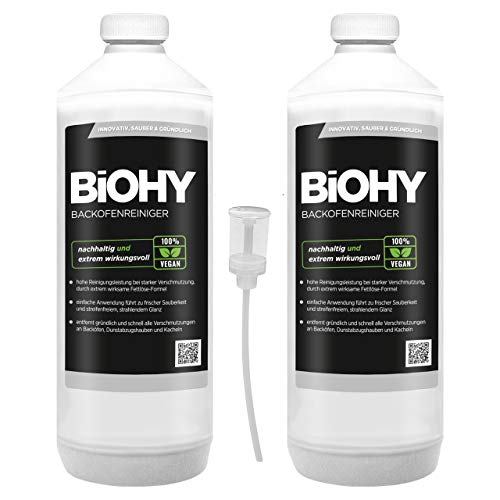 Preisvergleich Produktbild BIOHY Backofenreiniger Hochkonzentrat (2x1l Flasche) + Dosierer / Profi Grillreiniger, Fettlöser EXTRA STARK / Zur einfachen und schnellen Ofenreinigung / Löst hartnäckigste Verkrustungen